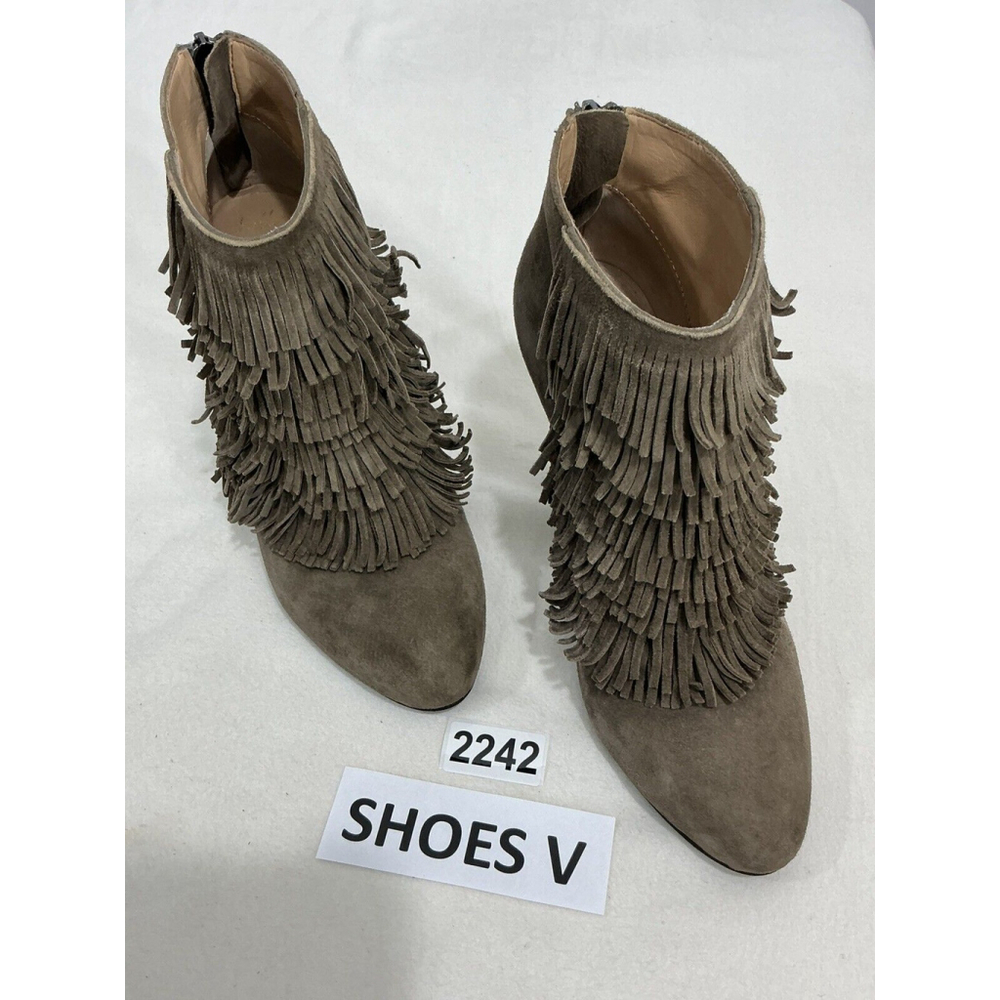 Womans Hello Sole Mate By Bannana Republic Tan Suede Fringe Ankle Boots 8.5 M